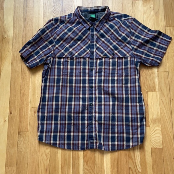 Hippy Tree Short Sleeve Plaid Retro Plaid Button Down - Picture 2 of 5